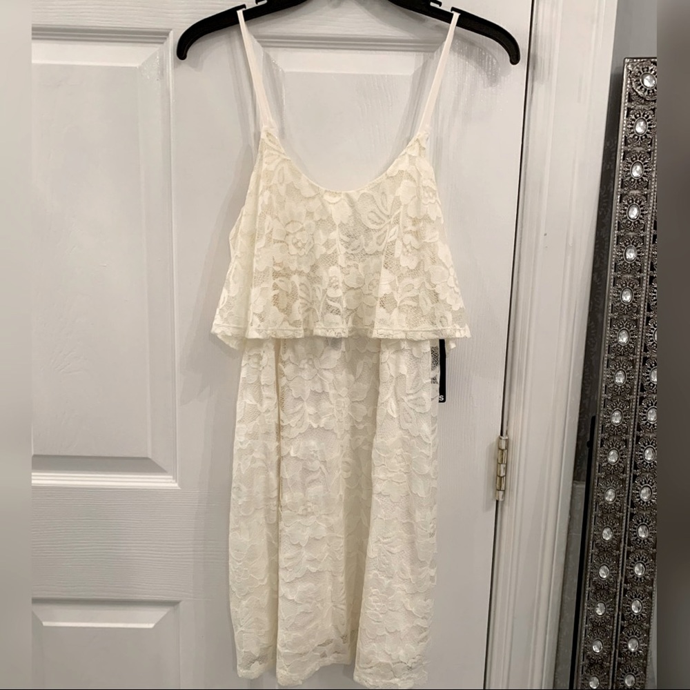 Express white/cream lace mini dress